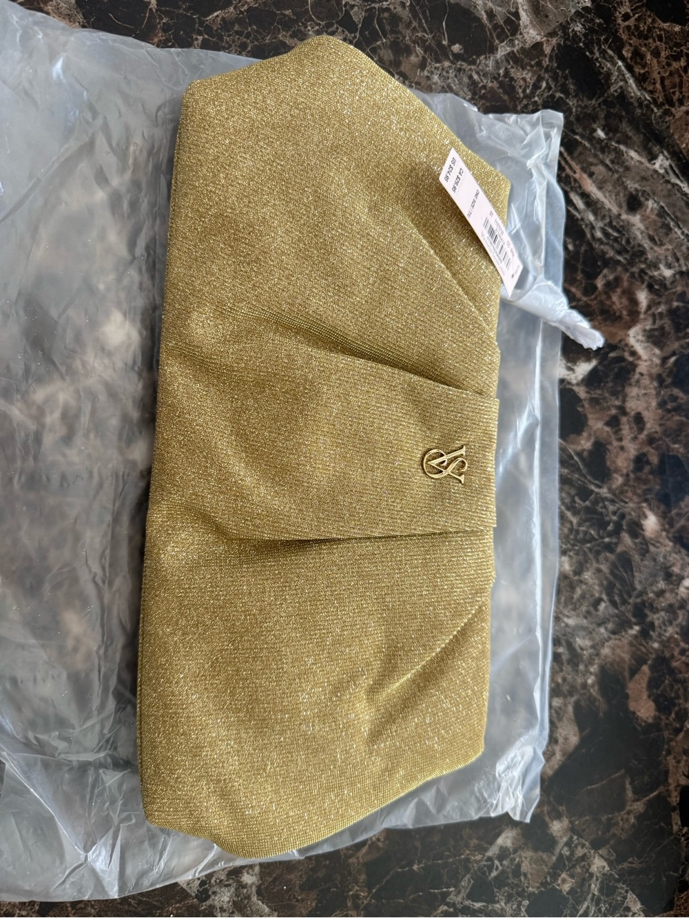 Gold Shimmer Women's clutch bag with Victoria’s Secret Logo Accent